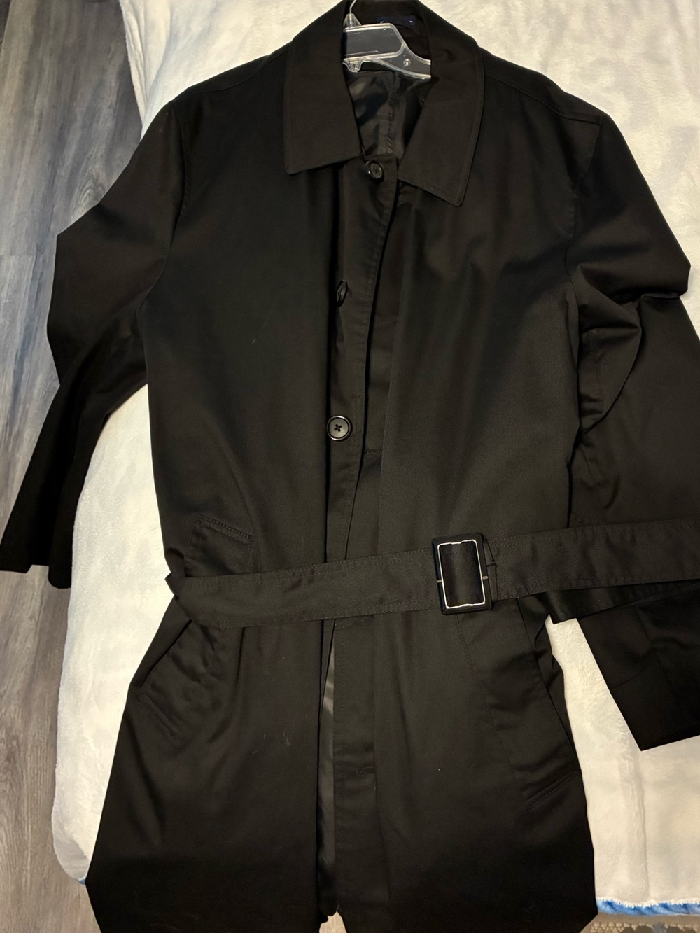 Stafford Black Men's Trench Coat with Waist Belt